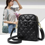 Quilted Leather Messenger Handbag Casual Purse Phone Bag