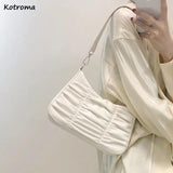 Shoulder Bags Women Pleated Chain High Street Handbags Retro Party Ulzzang