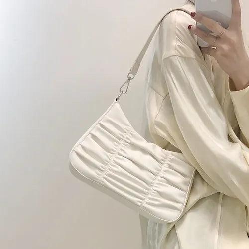 Shoulder Bags Women Pleated Chain High Street Handbags Retro Party Ulzzang