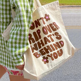 Large-capacity Canvas Shoulder Bag Women Casual Letter Print In Handbag Versatil