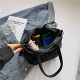 Japanese Bento Box Bag Bucket Shoulder Bags for Women Solid Casual Handbags