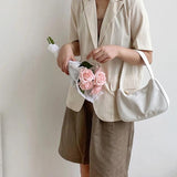 D0LF Women Nylon Underarm Bag Vintage Ladies Small Shoulder Bags Female Tote Pur