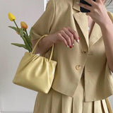 Yellow Square Fold Small Bag Female Handheld Shoulder Messenger Bag
