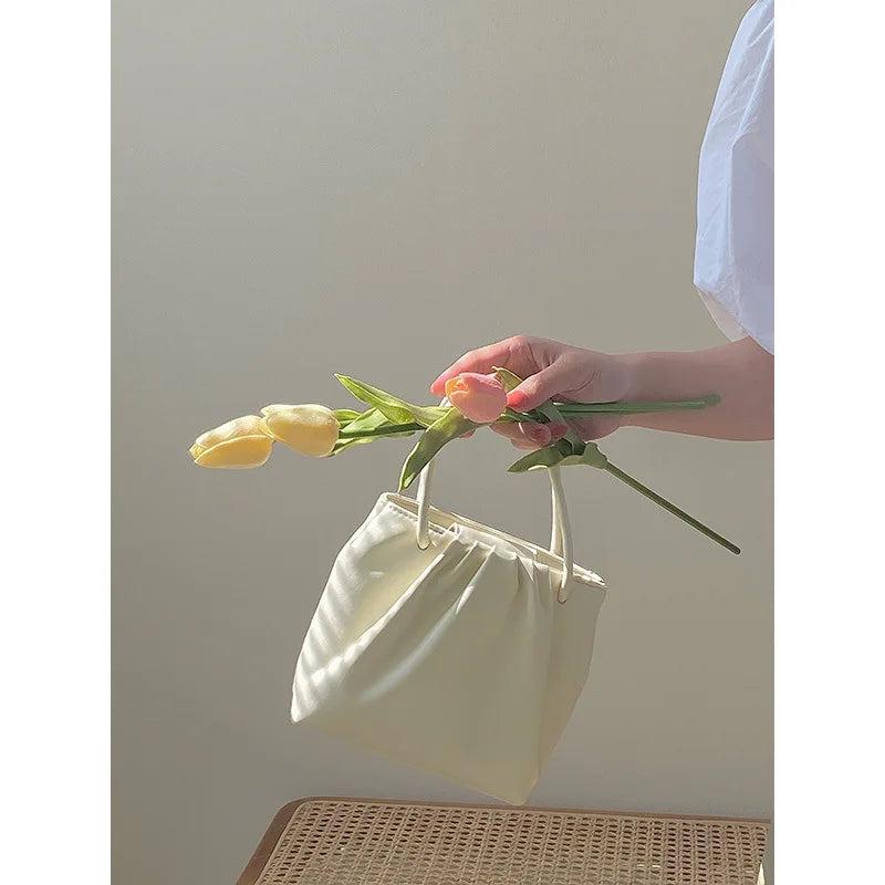 Yellow Square Fold Small Bag Female Handheld Shoulder Messenger Bag