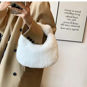 Furry Faux Fur Ladies Handle Clutch Bags Warm Fall Winter Shoulder Messenger Pur