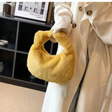 Furry Faux Fur Ladies Handle Clutch Bags Warm Fall Winter Shoulder Messenger Pur