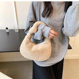 Furry Faux Fur Ladies Handle Clutch Bags Warm Fall Winter Shoulder Messenger Pur
