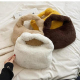 Furry Faux Fur Ladies Handle Clutch Bags Warm Fall Winter Shoulder Messenger Pur