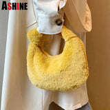 Furry Faux Fur Ladies Handle Clutch Bags Warm Fall Winter Shoulder Messenger Pur