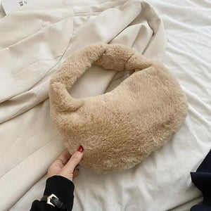 Furry Faux Fur Ladies Handle Clutch Bags Warm Fall Winter Shoulder Messenger Pur