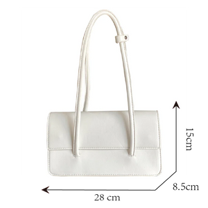Retro Ladies Small Tote Shoulder Bag Solid PU Leather Female Underarm Bags