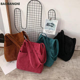 Women Corduroy Shoulder Bag Large Capacity Canvas Shopper Messenger Bags