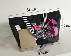 Striped Beach Tote Bag Large Capacity Women Canvas Handbag