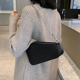Chain Shoulder Purse Solid PU Leather Women's Personality Handbag