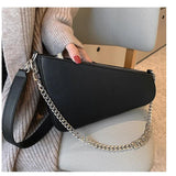 Chain Shoulder Purse Solid PU Leather Women's Personality Handbag