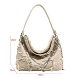 Canvas Tassel Hobo Underarm Handbag Large Capacity Shoulder Bag for Women