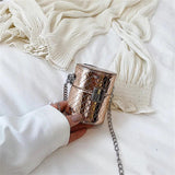 Patent Leather Mini Flap Cylinder Bag Chain Shoulder Messenger Bag