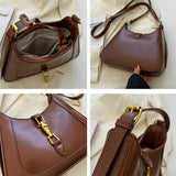 Vintage Half Moon Leather Crossbody Bag Underarm Women Handbags