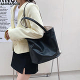 Casual Two-color Ladies Shoulder Bag Tote Bag Solid Student Bag