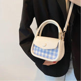 PU Plaid Crossbody Bags Women Handle Casual Ins Sweet for Girls