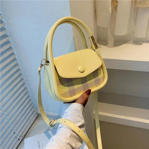 PU Plaid Crossbody Bags Women Handle Casual Ins Sweet for Girls