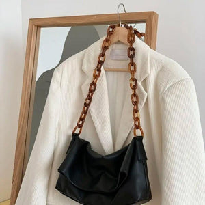 Women Shoulder Bags Acrylic Chain Soft Flaps Bag