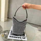 Diamonds PU Shoulder Bags Women Large Capacity Bucket Bag
