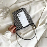 Diamonds PU Shoulder Bags Women Large Capacity Bucket Bag