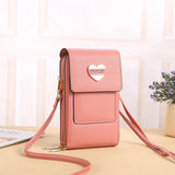 Soft Love Hearts Wallets Mobile Phone Pouch Handbag