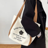 Canvas Shoulder Bag Women's Casual Handbag with Cartoon Print