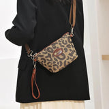 Leopard Print Crossbody Shoulder Bag Retro Messenger Large Capacity Handbag