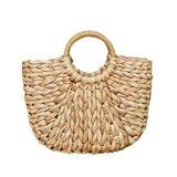 Girls Straw Handbag Woven Rattan Round Handle Bags