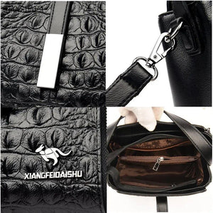 Crocodile Pattern Leather Bucket Bag Women Handbag