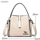 Crocodile Pattern Leather Bucket Bag Women Handbag