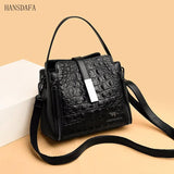 Crocodile Pattern Leather Bucket Bag Women Handbag