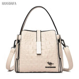 Crocodile Pattern Leather Bucket Bag Women Handbag