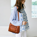 Vintage PU Leather Crossbody Bag Large Capacity Female Shoulder Bag