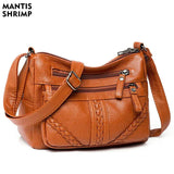 Vintage PU Leather Crossbody Bag Large Capacity Female Shoulder Bag