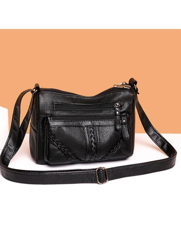 Vintage PU Leather Crossbody Bag Large Capacity Female Shoulder Bag