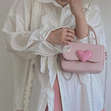 Pink Heart Girly Small Square Shoulder Bag Love Women Tote Purse Handbags Female