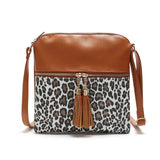 Leopard Crossbody Shoulder Bag Soft Leather Handbag Women Messenger Bag
