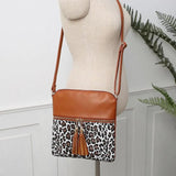 Leopard Crossbody Shoulder Bag Soft Leather Handbag Women Messenger Bag