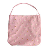 Floral Shoulder Bag Canvas Tote Large Capacity Embroidery Student Book Handbag