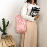 Floral Shoulder Bag Canvas Tote Large Capacity Embroidery Student Book Handbag