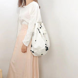 Floral Shoulder Bag Canvas Tote Large Capacity Embroidery Student Book Handbag