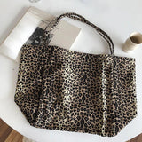 Women Leopard Canvas Handbag Large Capacity Shoulder Bag