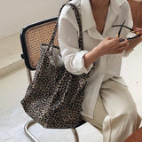 Women Leopard Canvas Handbag Large Capacity Shoulder Bag