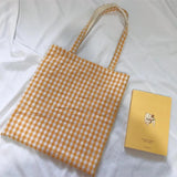 Plaid Canvas Shoulder Bag Eco-Friendly Large Shopping Handbag