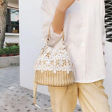 Straw Bucket Bag Women Crossbody Summer Shoulder Travel Handbag KL1011