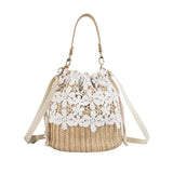 Straw Bucket Bag Women Crossbody Summer Shoulder Travel Handbag KL1011